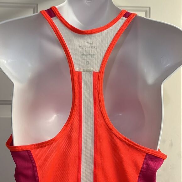 Nike Women’s Dri-fit Fuchsia Pink/Orange Athletic Striped Tank Top-Sm (Hole) - Picture 7 of 11
